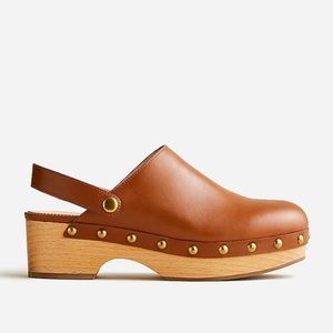 J. Crew convertible leather clogs rich oak light brown leather